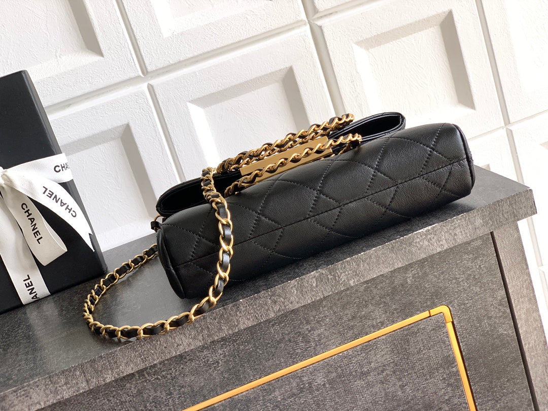 Small Quilted Top Handle Chain Bag