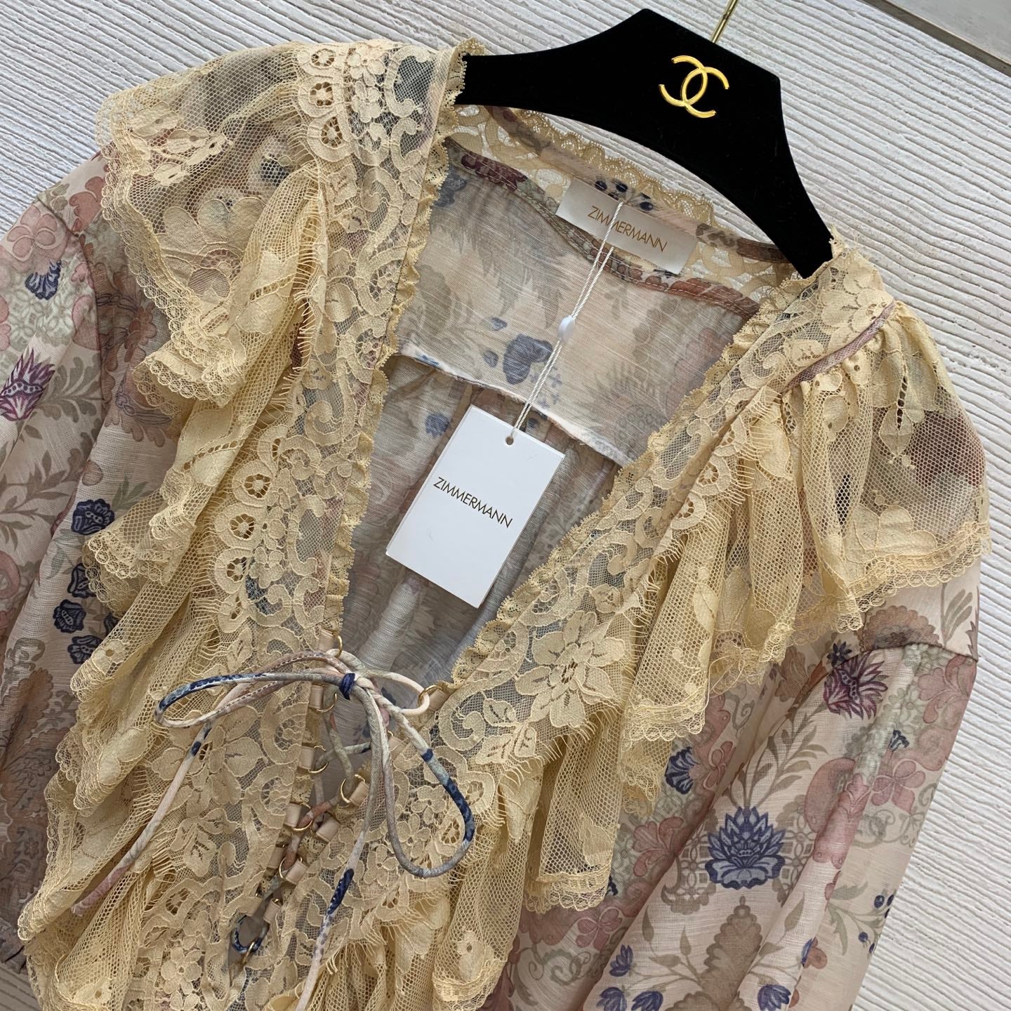 Lace-Trim Blouse And Maxi Skirt Set - Beige Floral - View 2