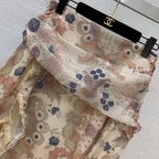 Lace-Trim Blouse And Maxi Skirt Set - Beige Floral - View 9