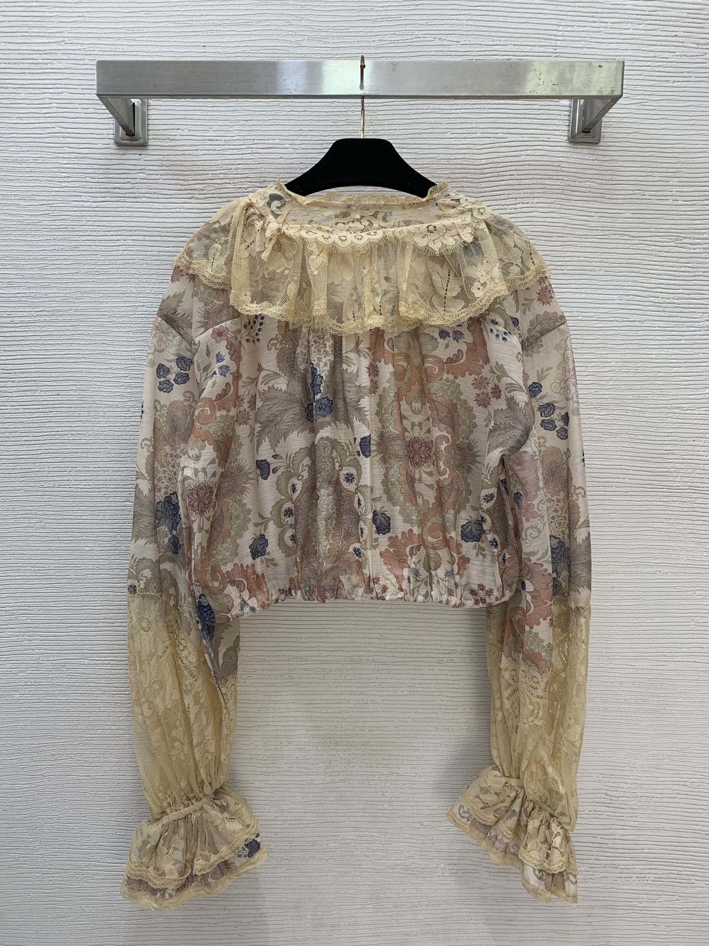 Lace-Trim Blouse And Maxi Skirt Set - Beige Floral - View 7