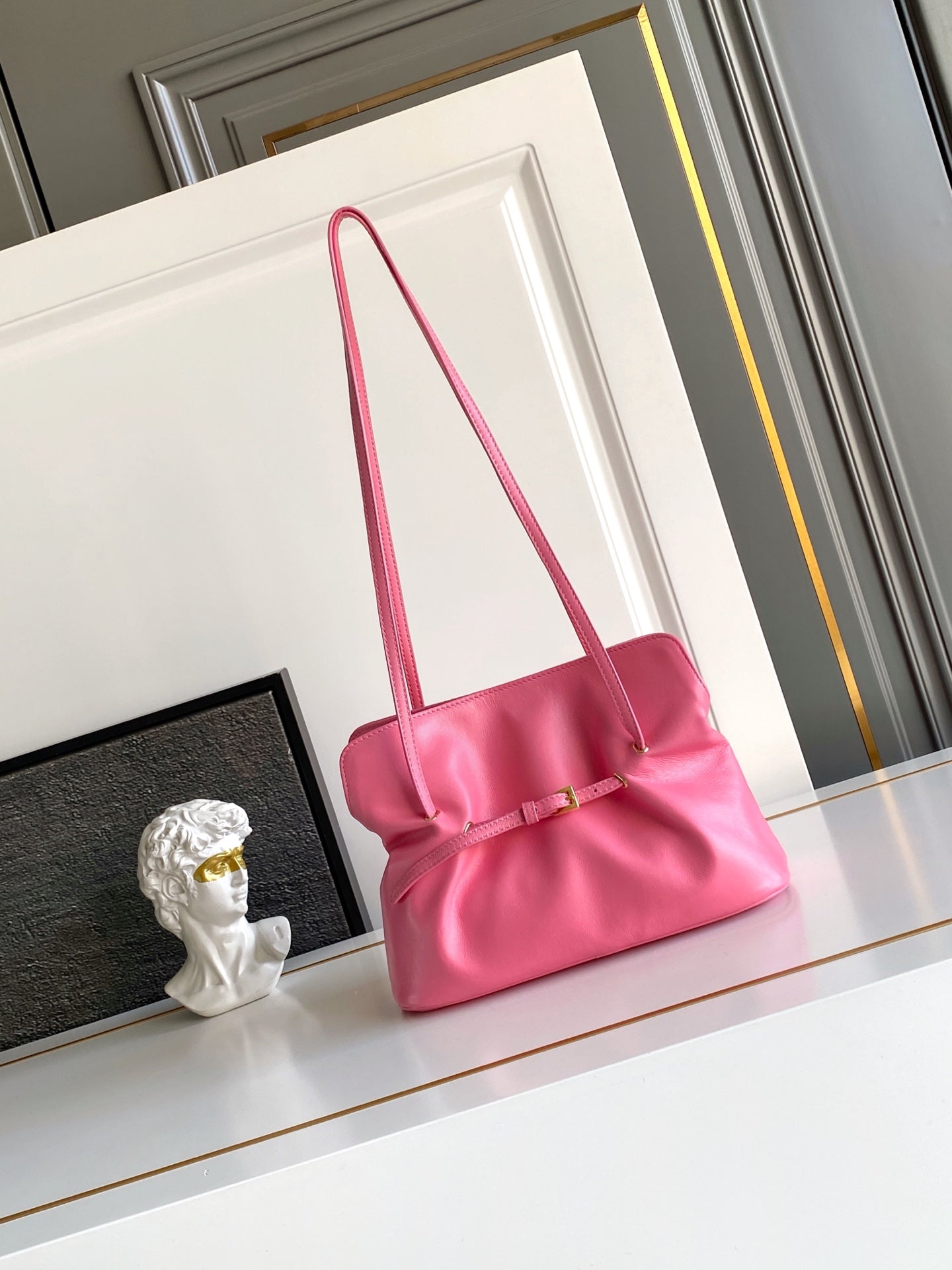 Soft Lambskin Leather Cloud Shoulder Bag