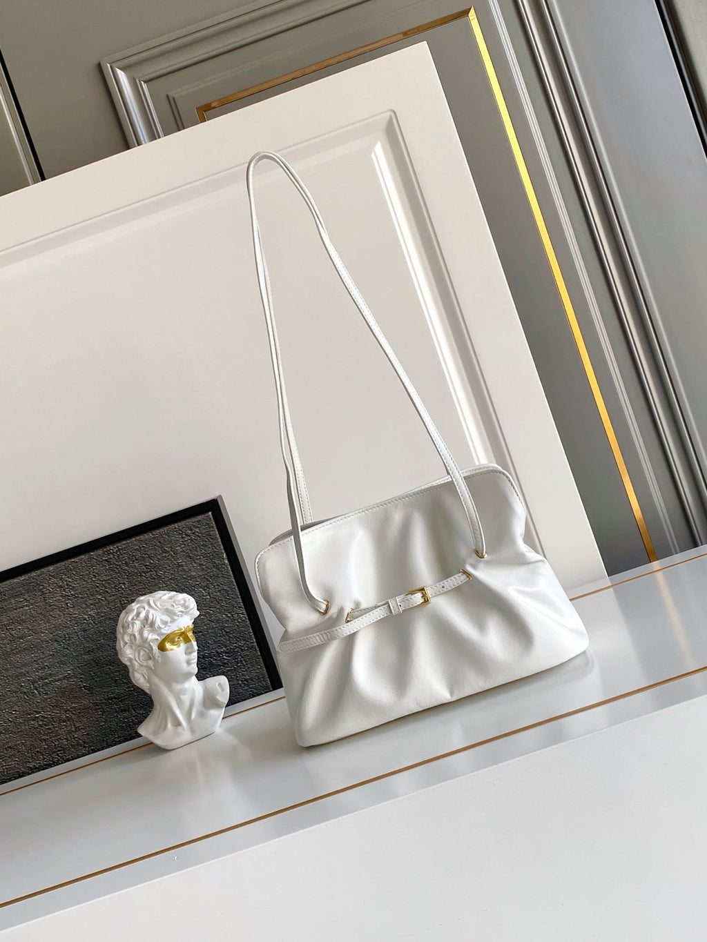 Soft Lambskin Leather Cloud Shoulder Bag