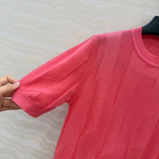 Fine Wool Knit T-Shirt – Coral Edition