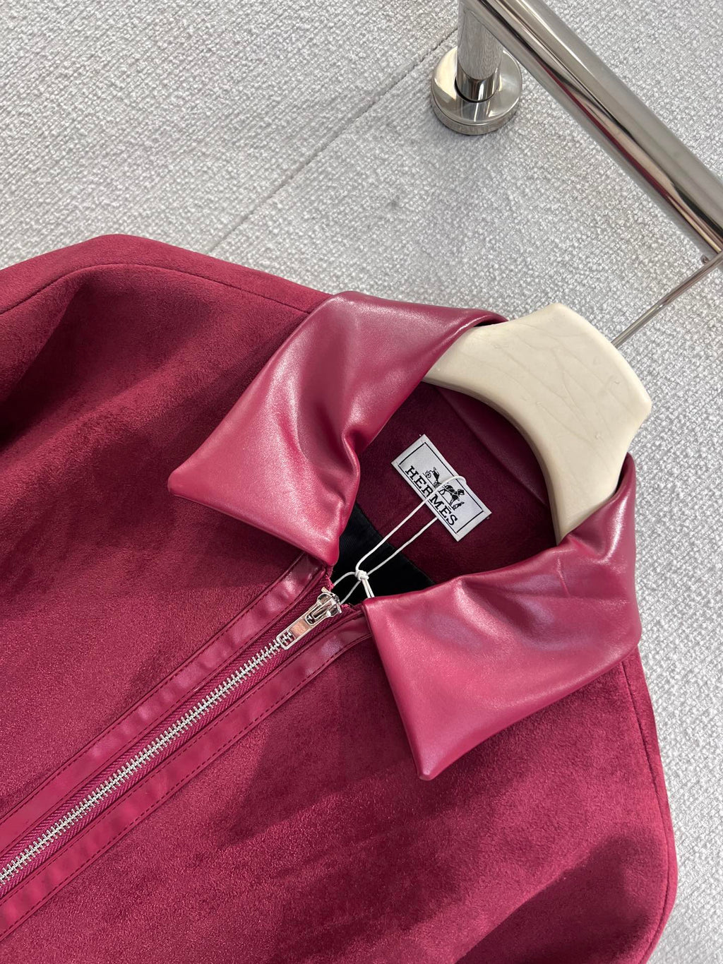 Suede & Leather Bomber Jacket – Bordeaux Edition
