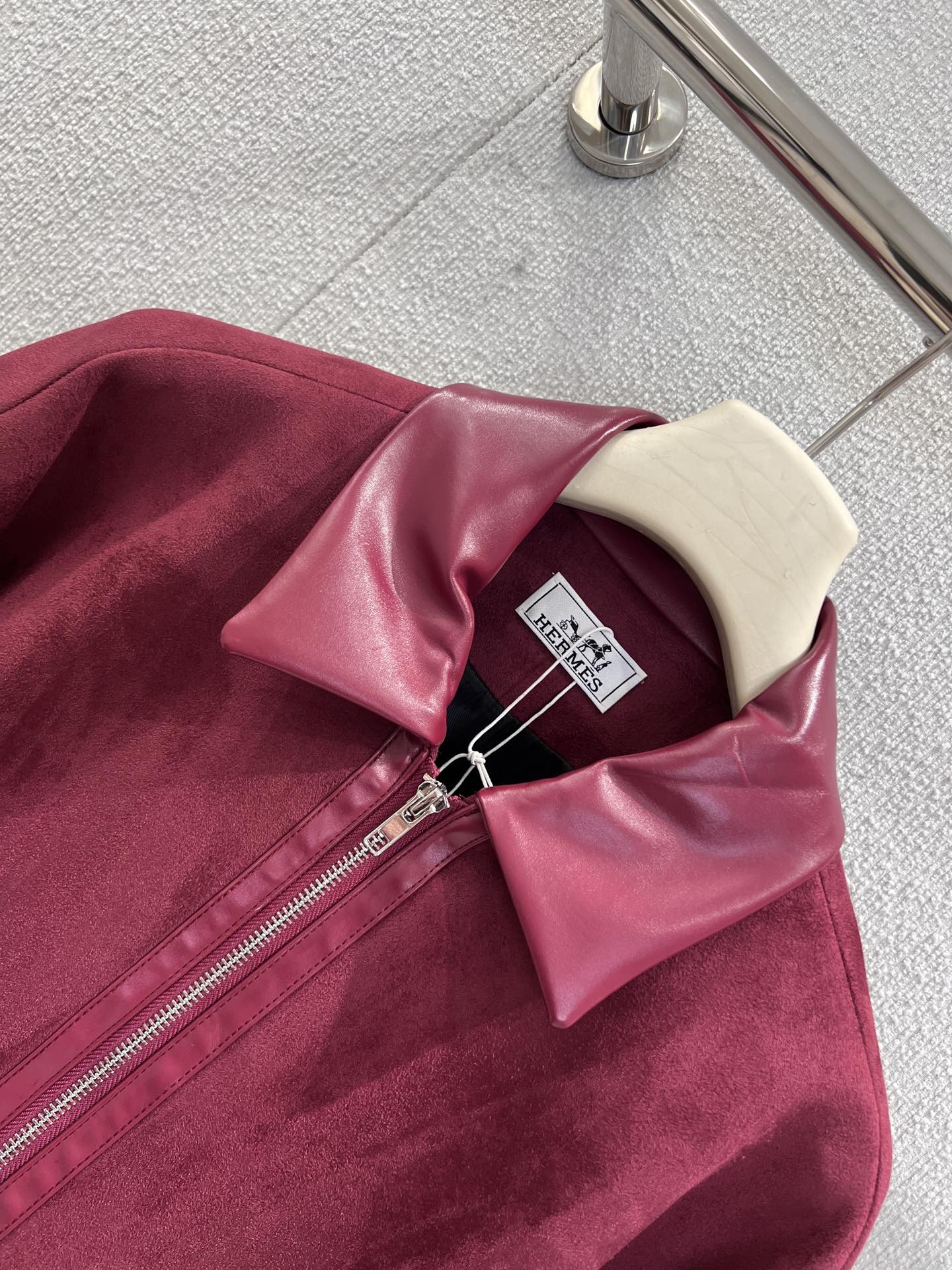 Suede & Leather Bomber Jacket – Bordeaux Edition