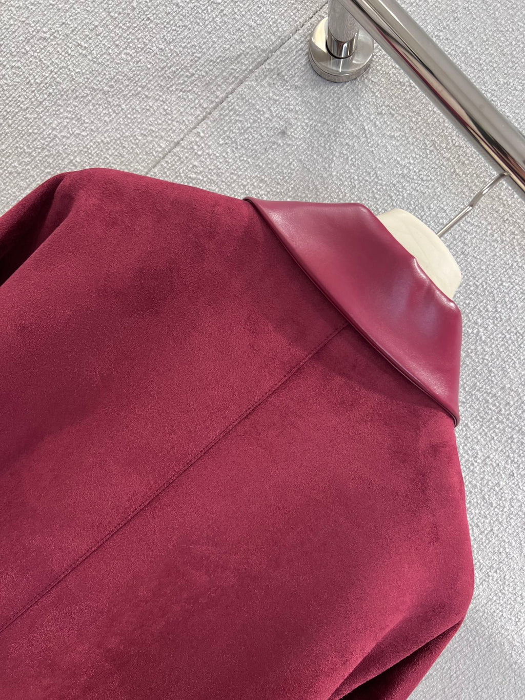 Suede & Leather Bomber Jacket – Bordeaux Edition