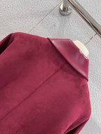 Suede & Leather Bomber Jacket – Bordeaux Edition