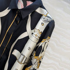 Silk Equestrian Print Shirt – Midnight Edition
