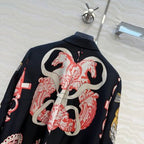 Silk Equestrian Print Shirt – Midnight Edition