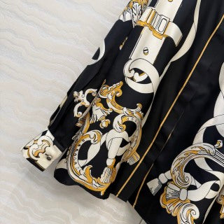 Silk Equestrian Print Shirt – Midnight Edition