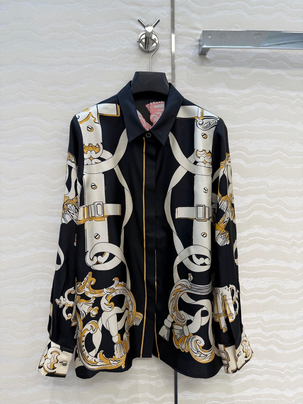 Silk Equestrian Print Shirt – Midnight Edition