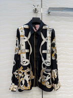 Silk Equestrian Print Shirt – Midnight Edition