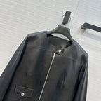 Cropped Sheepskin Leather Jacket – Noir Structured Edition