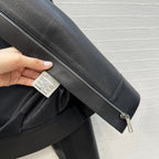 Cropped Sheepskin Leather Jacket – Noir Structured Edition