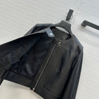 Cropped Sheepskin Leather Jacket – Noir Structured Edition