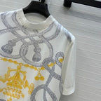 Nautical Rope Print Silk-Blend Top