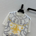 Nautical Rope Print Silk-Blend Top