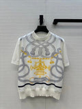 Nautical Rope Print Silk-Blend Top