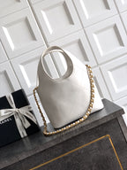 26P Quilted Leather Style Basket Bag