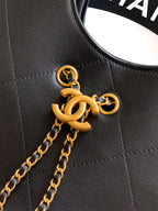 26P Quilted Leather Style Basket Bag