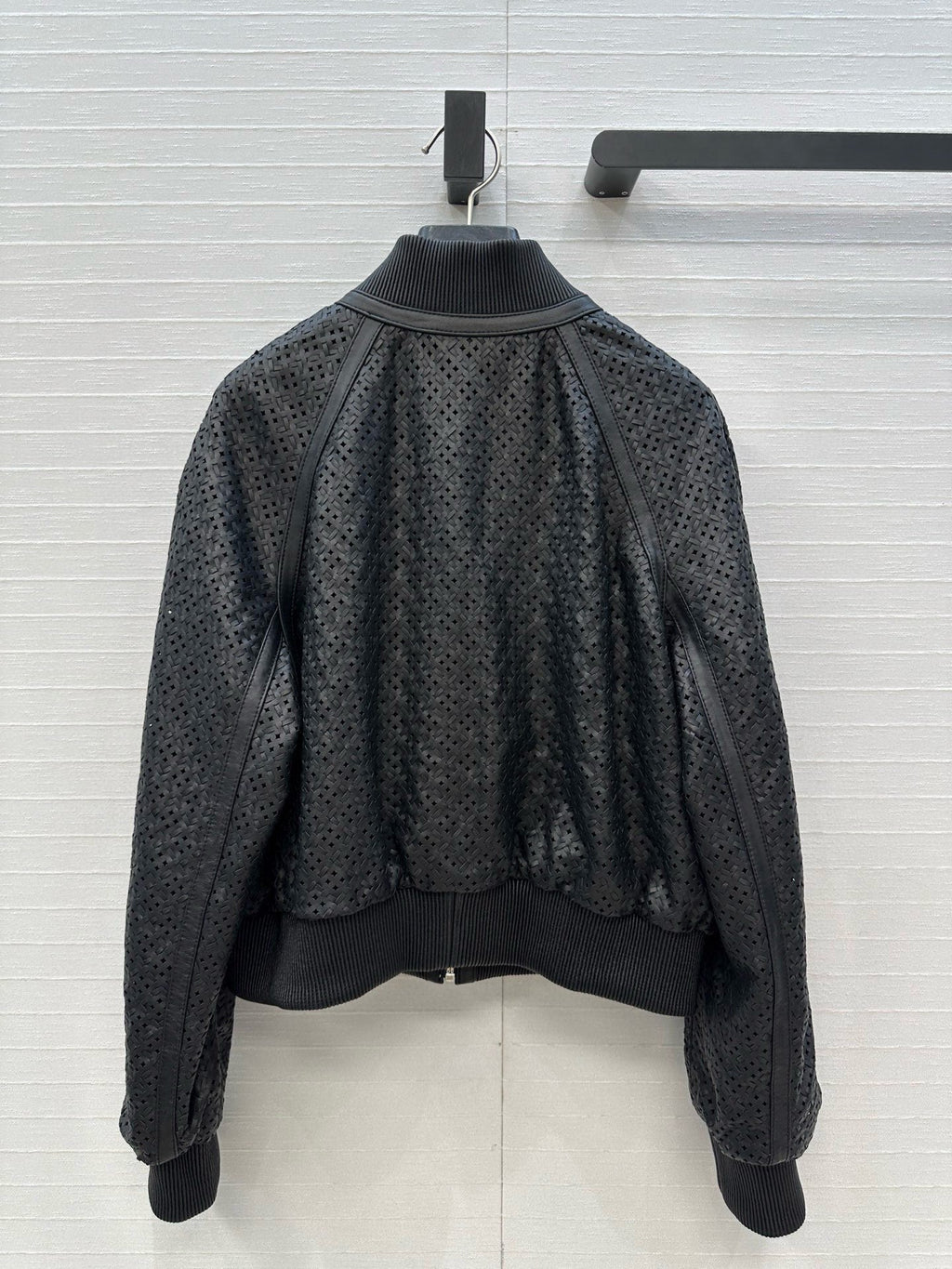 Perforated Sheepskin Bomber Jacket – Noir Edition
