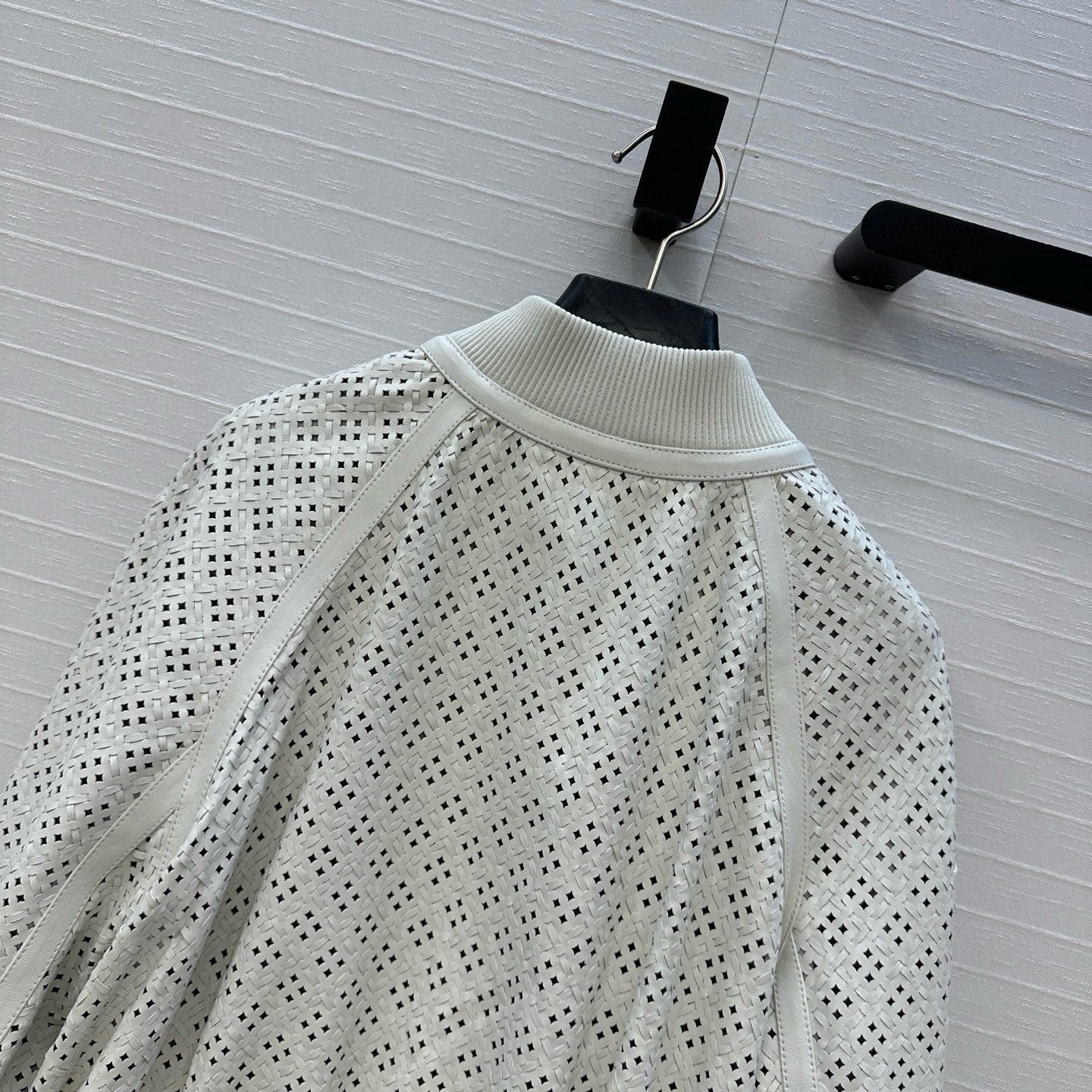 Perforated Sheepskin Bomber Jacket – Modern Sculpted Edition