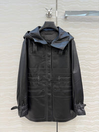 Hooded Sheepskin Jacket – Modern Utility Elegance
