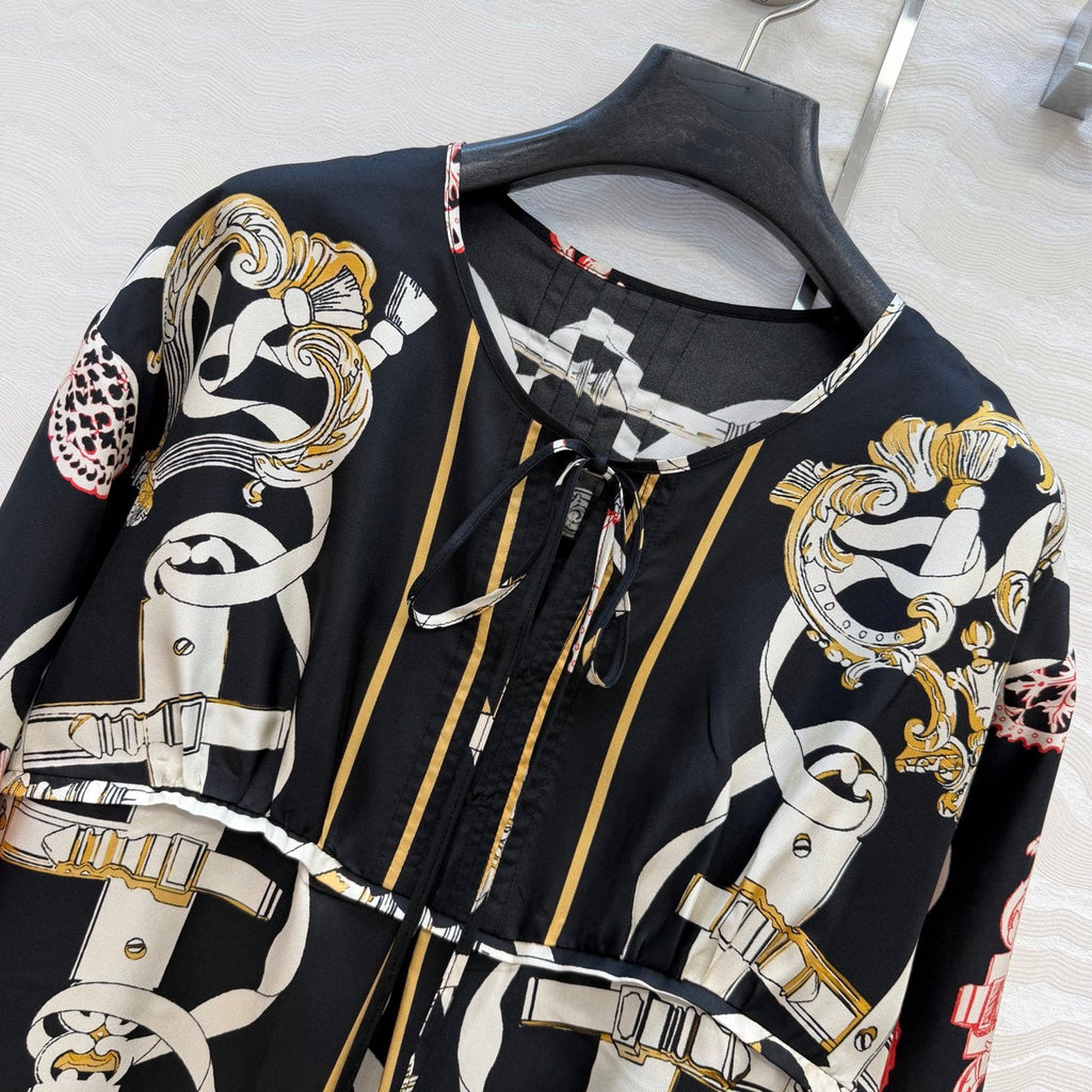 Silk Printed Dress – Iconic Chain Motif Edition
