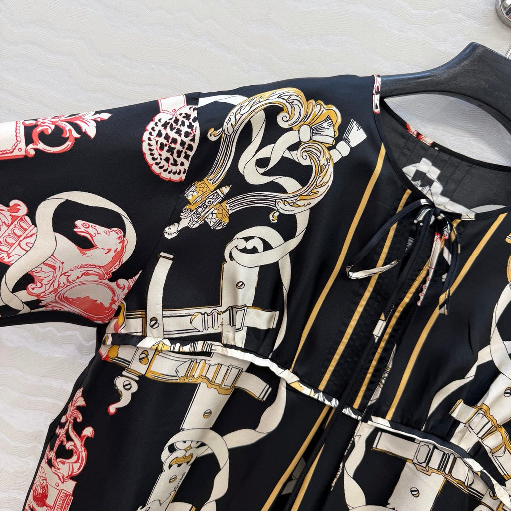 Silk Printed Dress – Iconic Chain Motif Edition