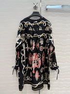 Silk Printed Dress – Iconic Chain Motif Edition