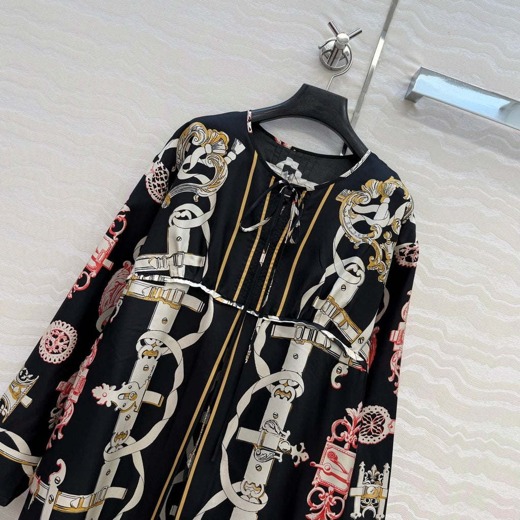 Silk Printed Dress – Iconic Chain Motif Edition
