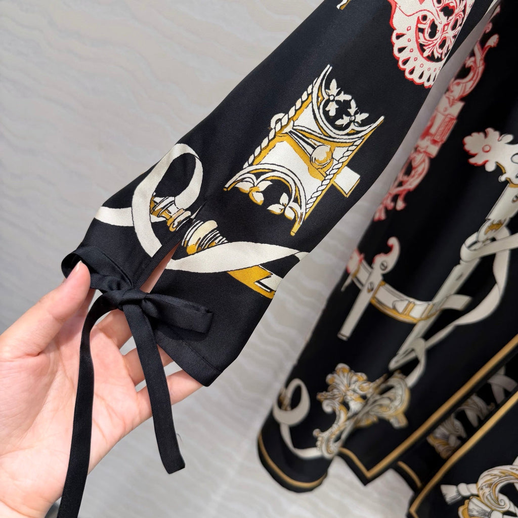 Silk Printed Dress – Iconic Chain Motif Edition