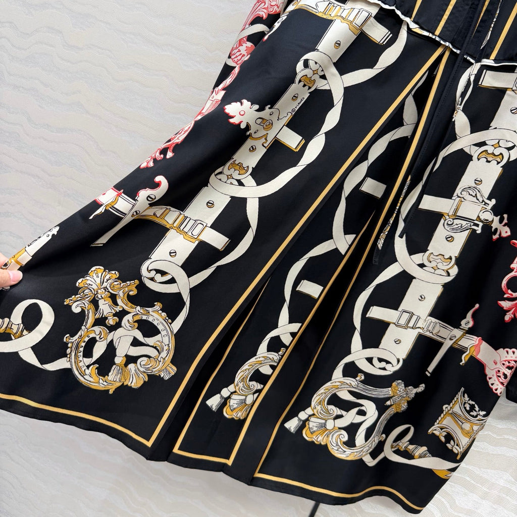 Silk Printed Dress – Iconic Chain Motif Edition