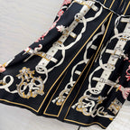 Silk Printed Dress – Iconic Chain Motif Edition