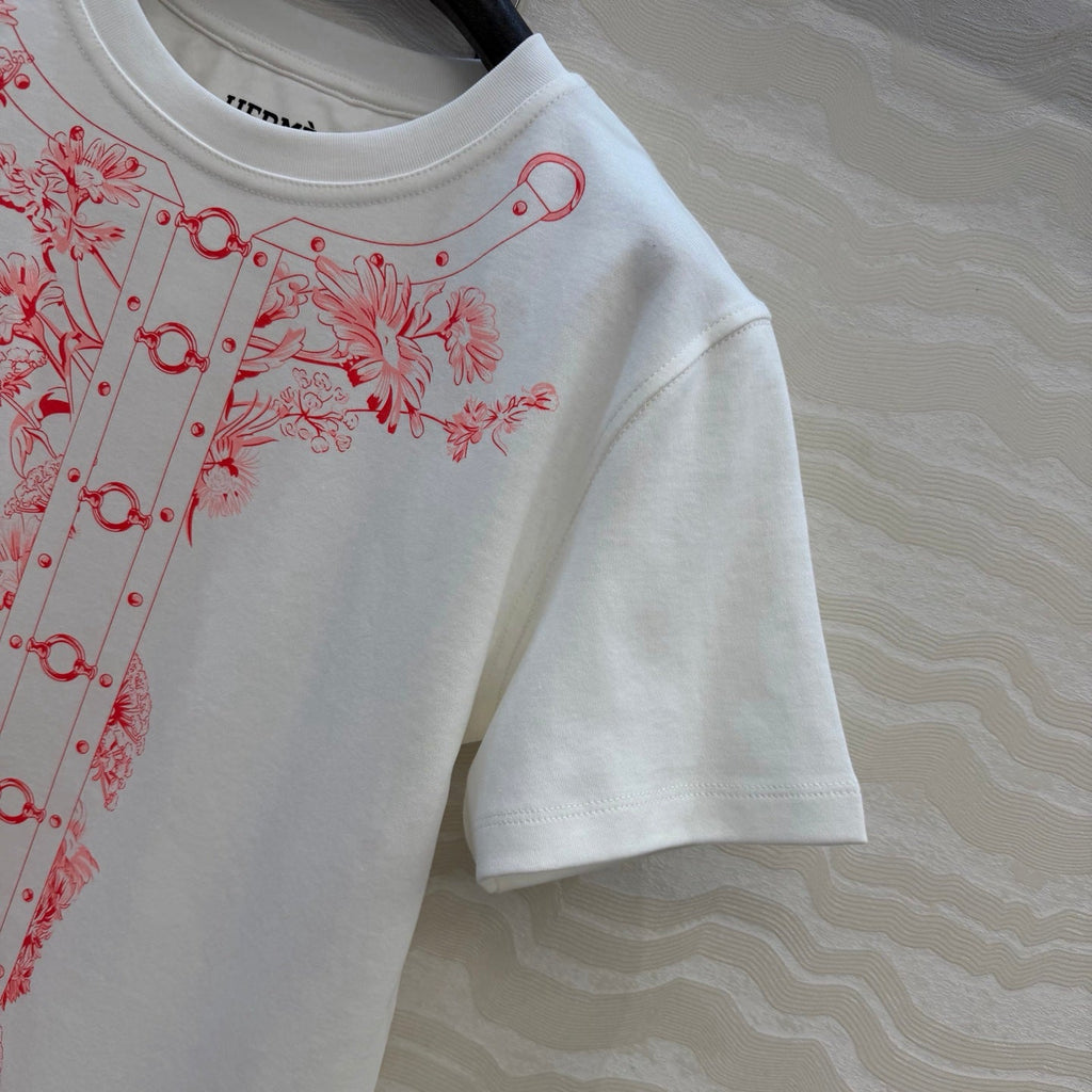 Embroidered Cotton T-Shirt – Signature Floral Detail