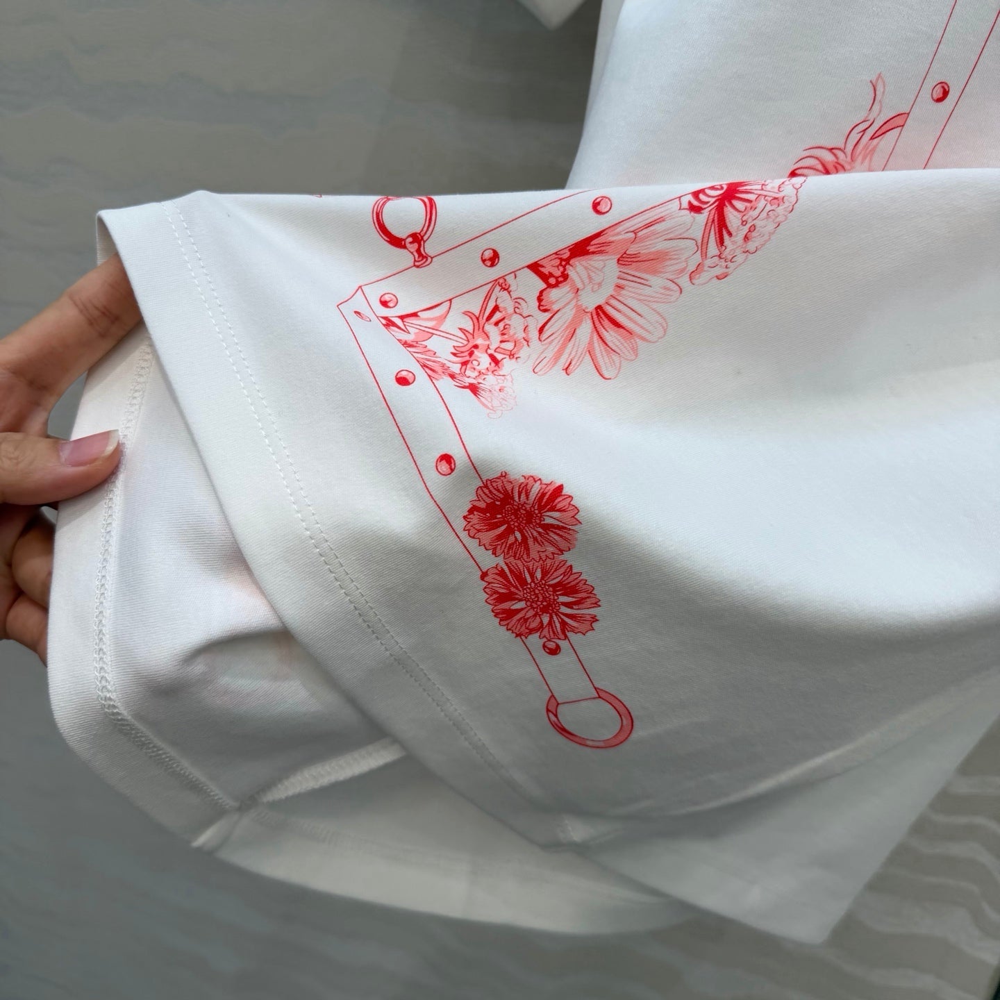 Embroidered Cotton T-Shirt – Signature Floral Detail