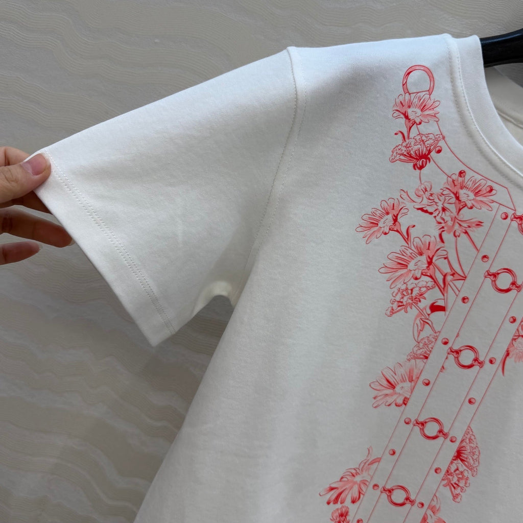 Embroidered Cotton T-Shirt – Signature Floral Detail