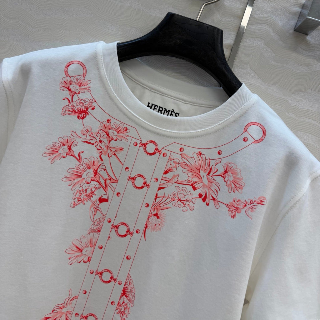 Embroidered Cotton T-Shirt – Signature Floral Detail