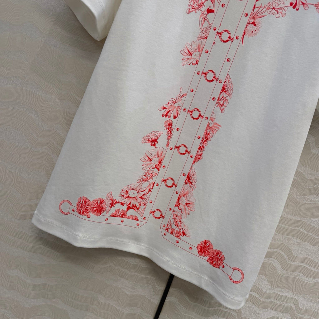 Embroidered Cotton T-Shirt – Signature Floral Detail