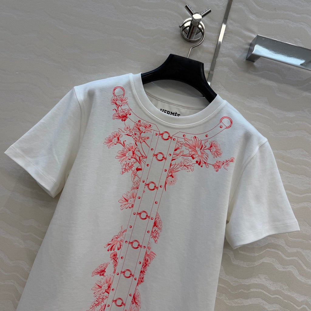Embroidered Cotton T-Shirt – Signature Floral Detail