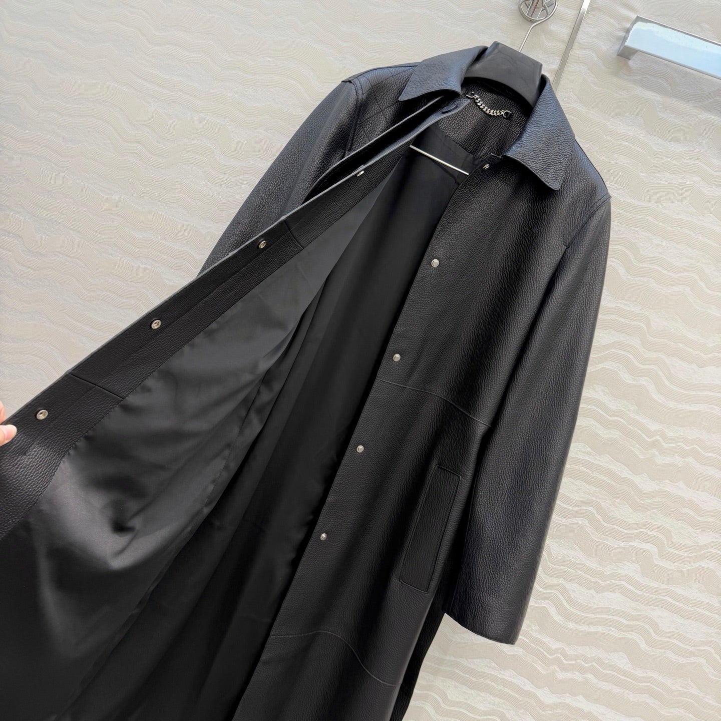 Sheepskin Belted Long Coat – Timeless Power Silhouette