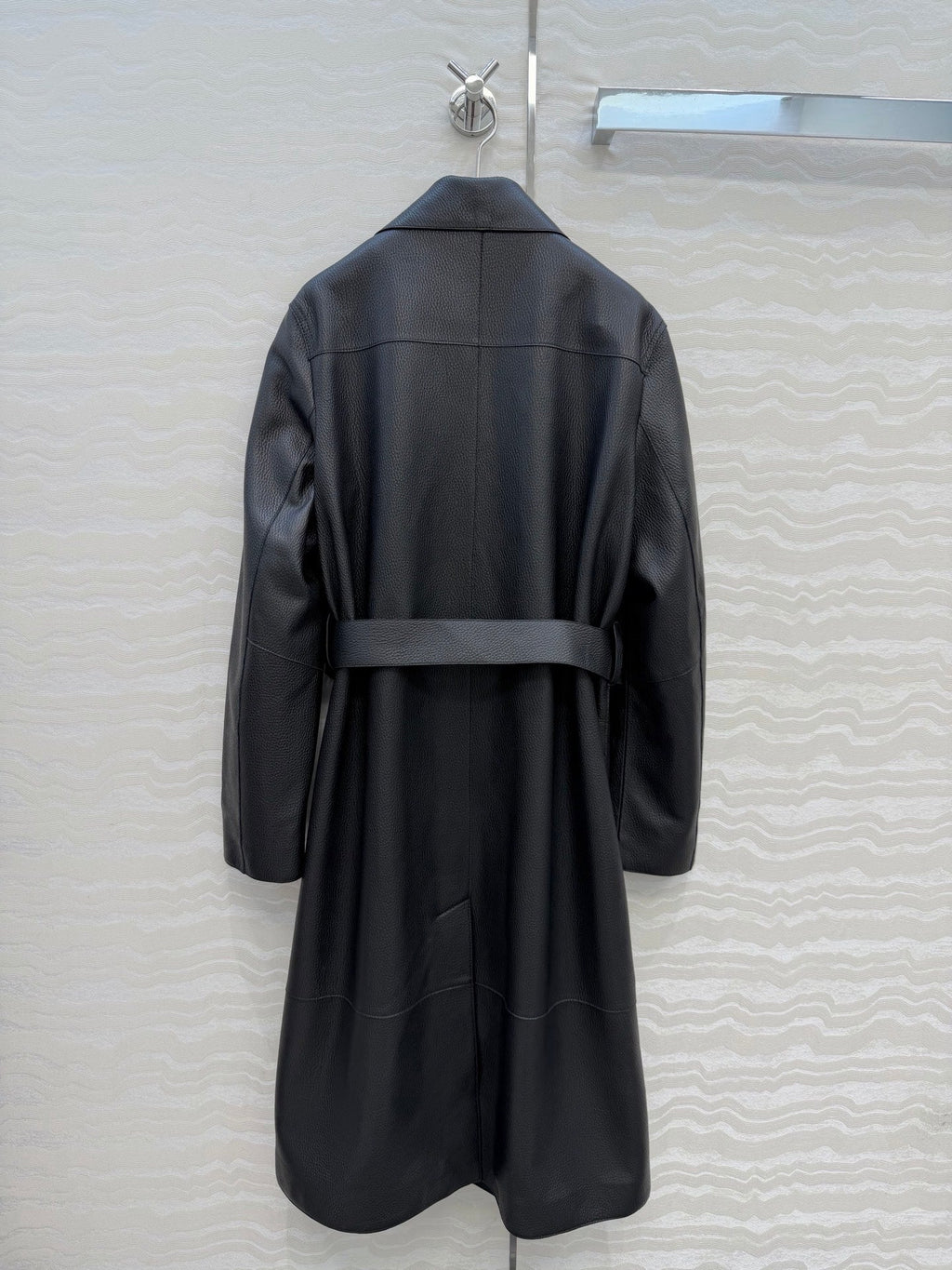 Sheepskin Belted Long Coat – Timeless Power Silhouette