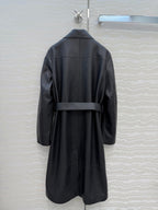 Sheepskin Belted Long Coat – Timeless Power Silhouette