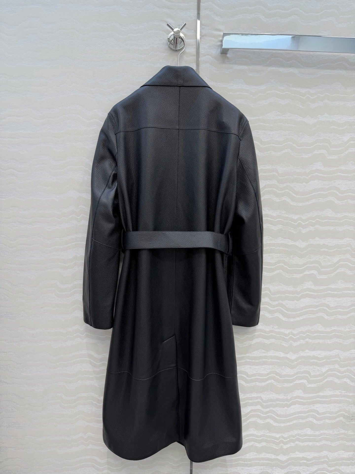 Sheepskin Belted Long Coat – Timeless Power Silhouette