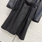 Sheepskin Belted Long Coat – Timeless Power Silhouette