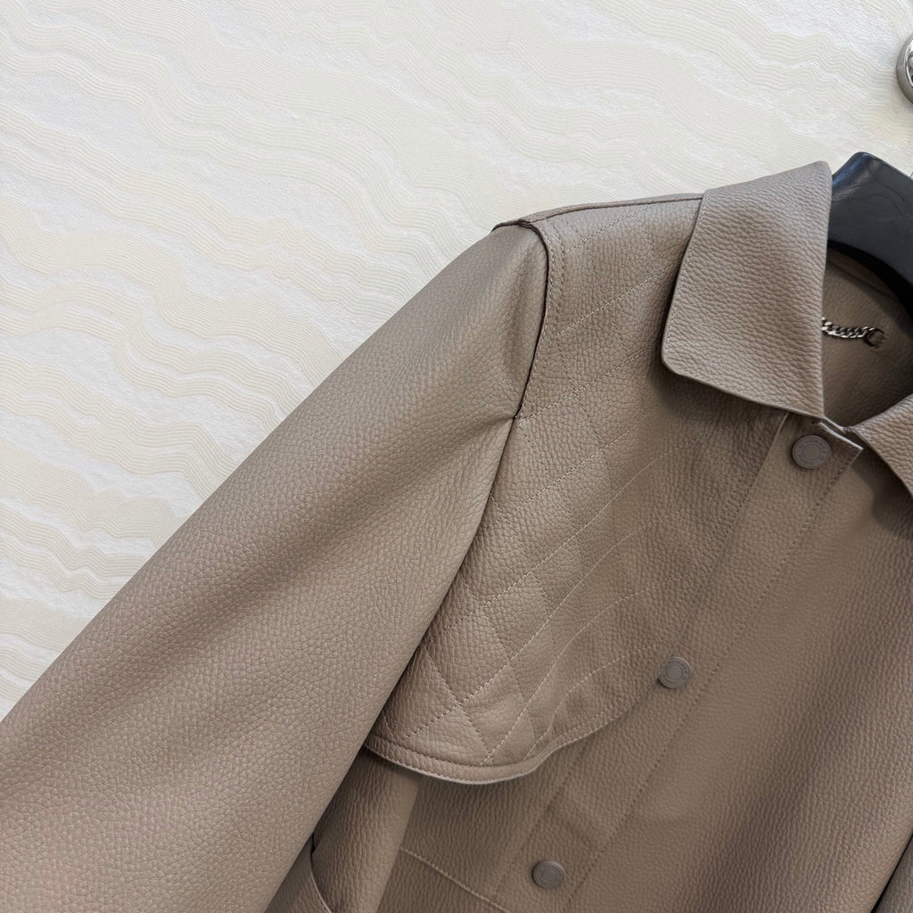 Sheepskin Belted Long Coat – Timeless Power Silhouette