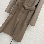 Sheepskin Belted Long Coat – Timeless Power Silhouette