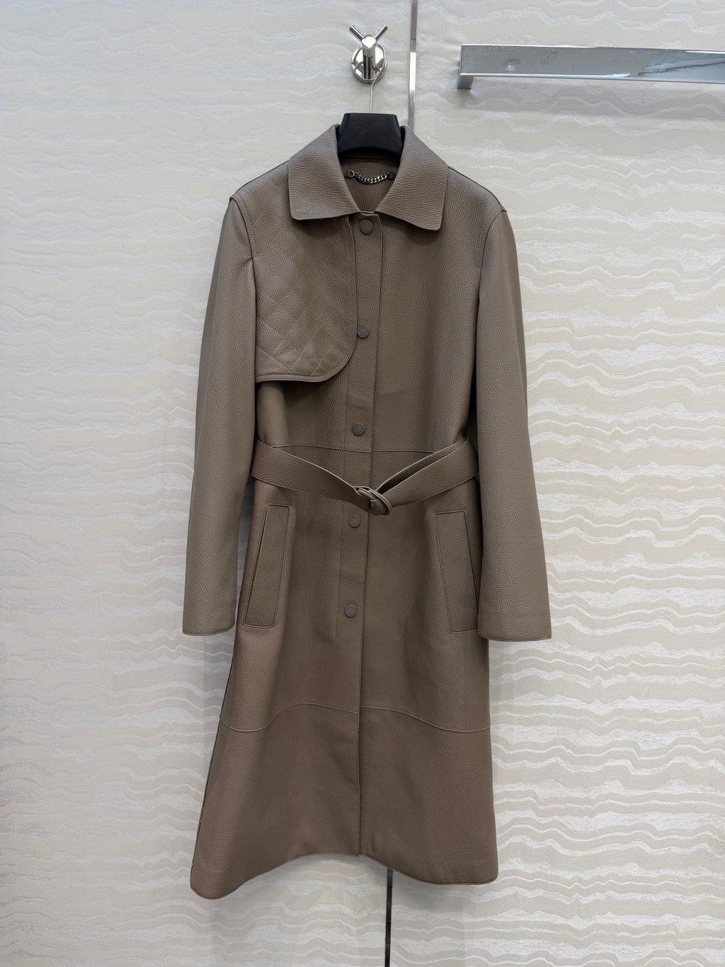 Sheepskin Belted Long Coat – Timeless Power Silhouette