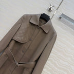Sheepskin Belted Long Coat – Timeless Power Silhouette