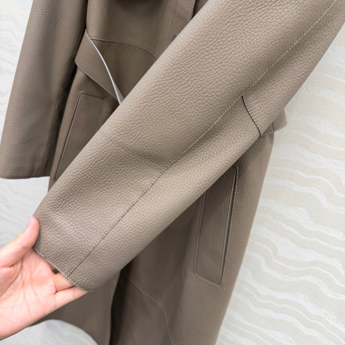 Sheepskin Belted Long Coat – Timeless Power Silhouette